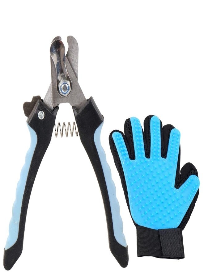 REGIIS Pet Grooming Glove and Deshedding Tool, Professional Dog and Cat Hair Removal Brush, Blue and Black, 5-Finger Design with Massage Nodes(pack of 2) - Image 1